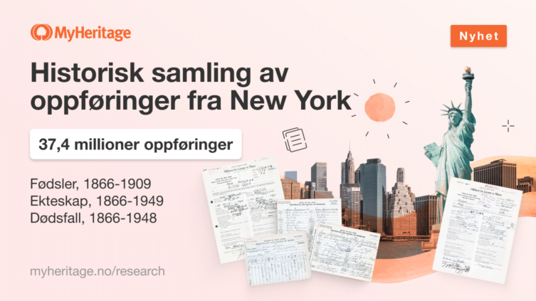 MyHeritage lanserer en samling av oppføringer for fødsel-, ekteskap- og dødsfall fra New York