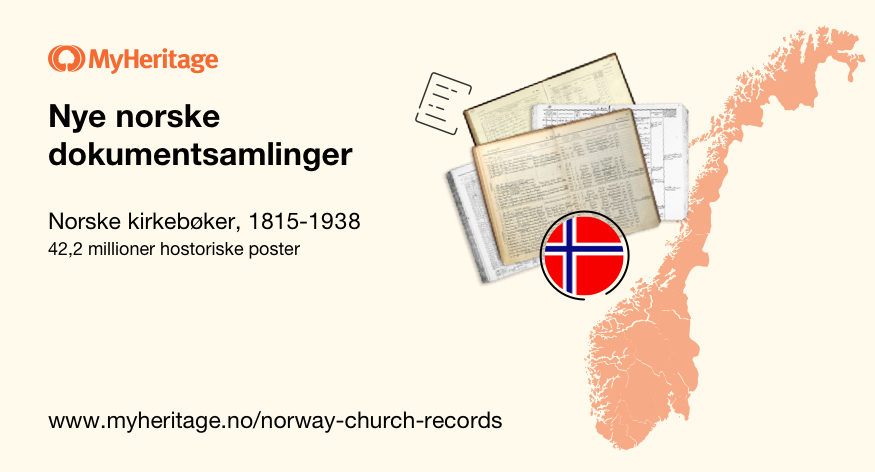 MyHeritage lanserer en omfattende samling med historiske poster, Norske Kirkebøker 1815–1938