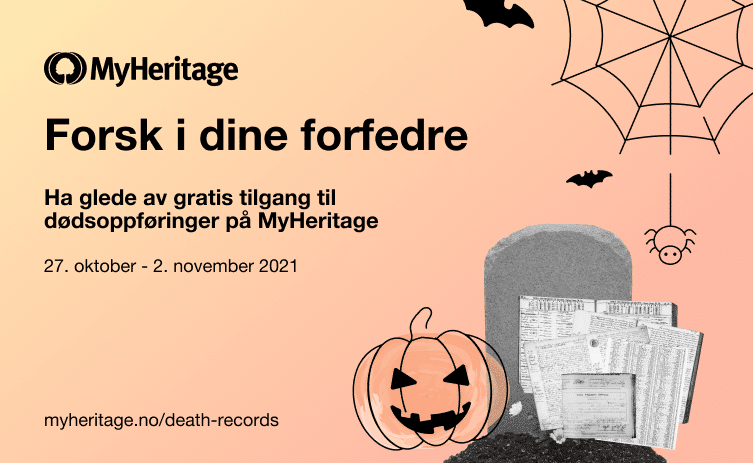 Halloween er her og søk gratis i dødsoppføringer på MyHeritage