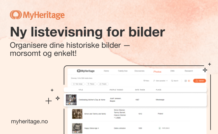Ny listevisning for bilder på MyHeritage