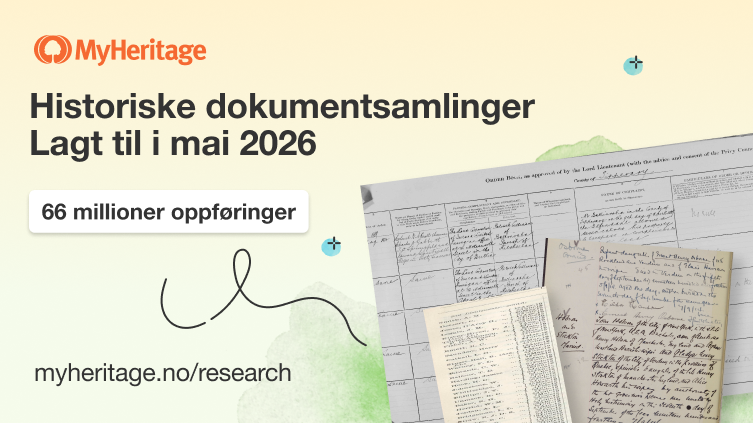 I mai 2026 publiserte MyHeritage 66 millioner historiske dokumenter
