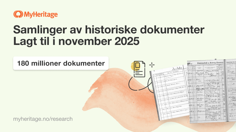 MyHeritage publiserte 180 millioner historiske dokumenter i november 2025