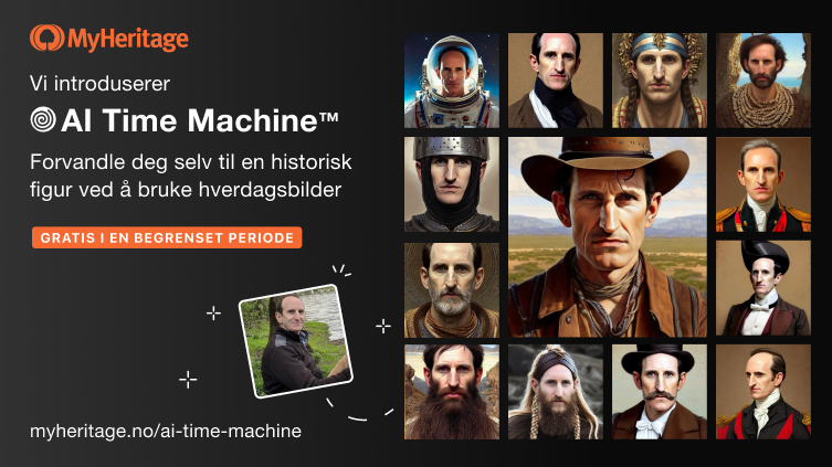 Vi introduserer AI Time Machine™: Forvandle deg selv til en historisk figur ved å bruke hverdagsbilder!