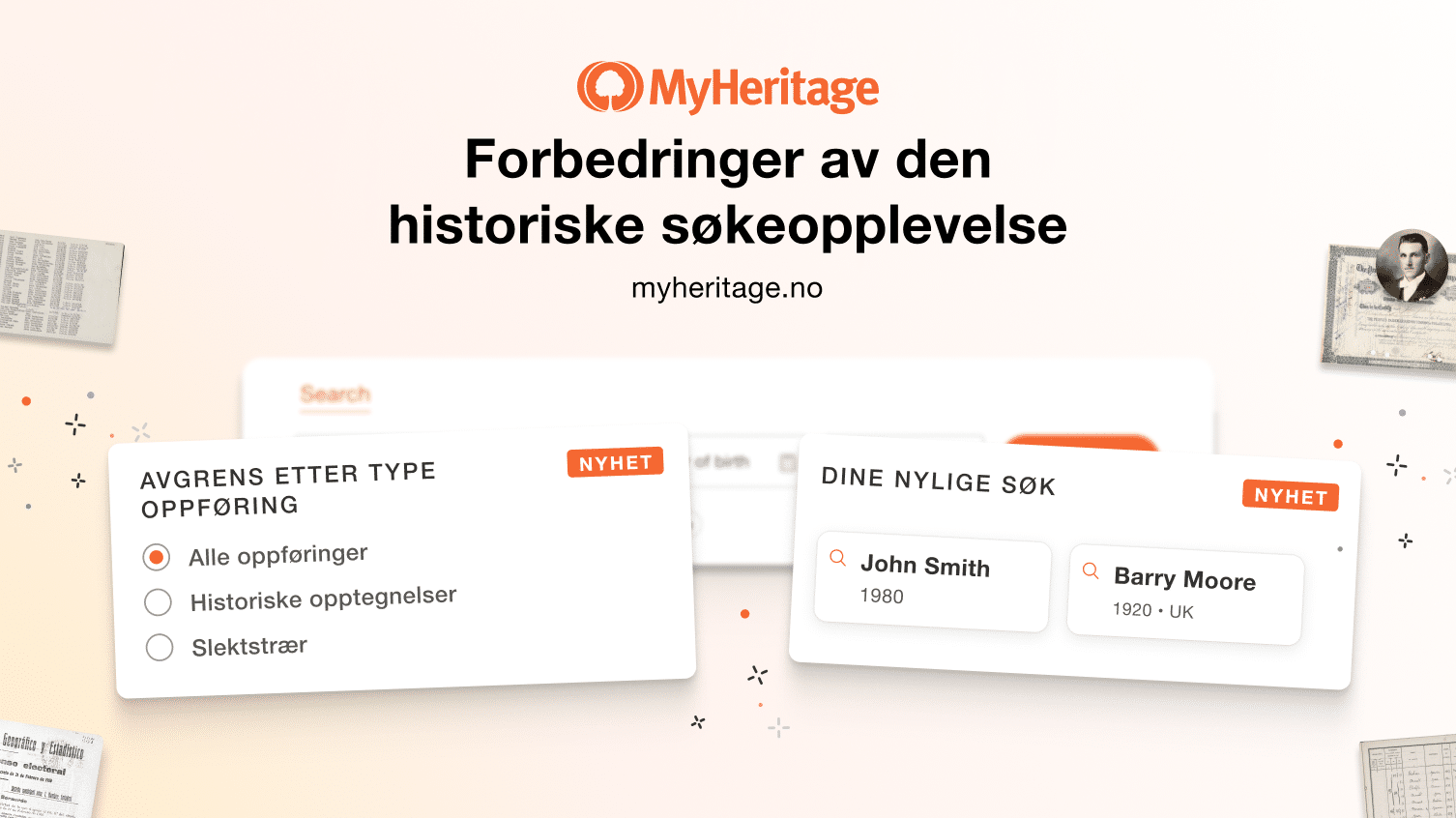 Forbedringer av søkeopplevelsen for historiske opptegnelser
