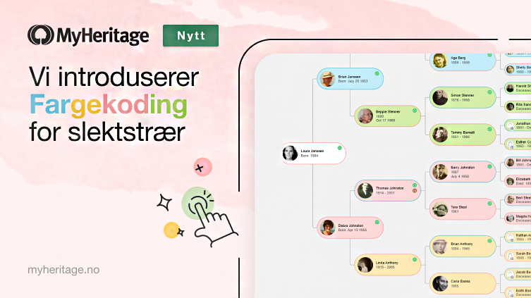 Vi introduserer Fargekoding for slektstrær