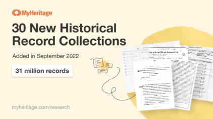 MyHeritage publiserer 30 nye historiske dokumentsamlinger og 31 millioner poster i september 2022