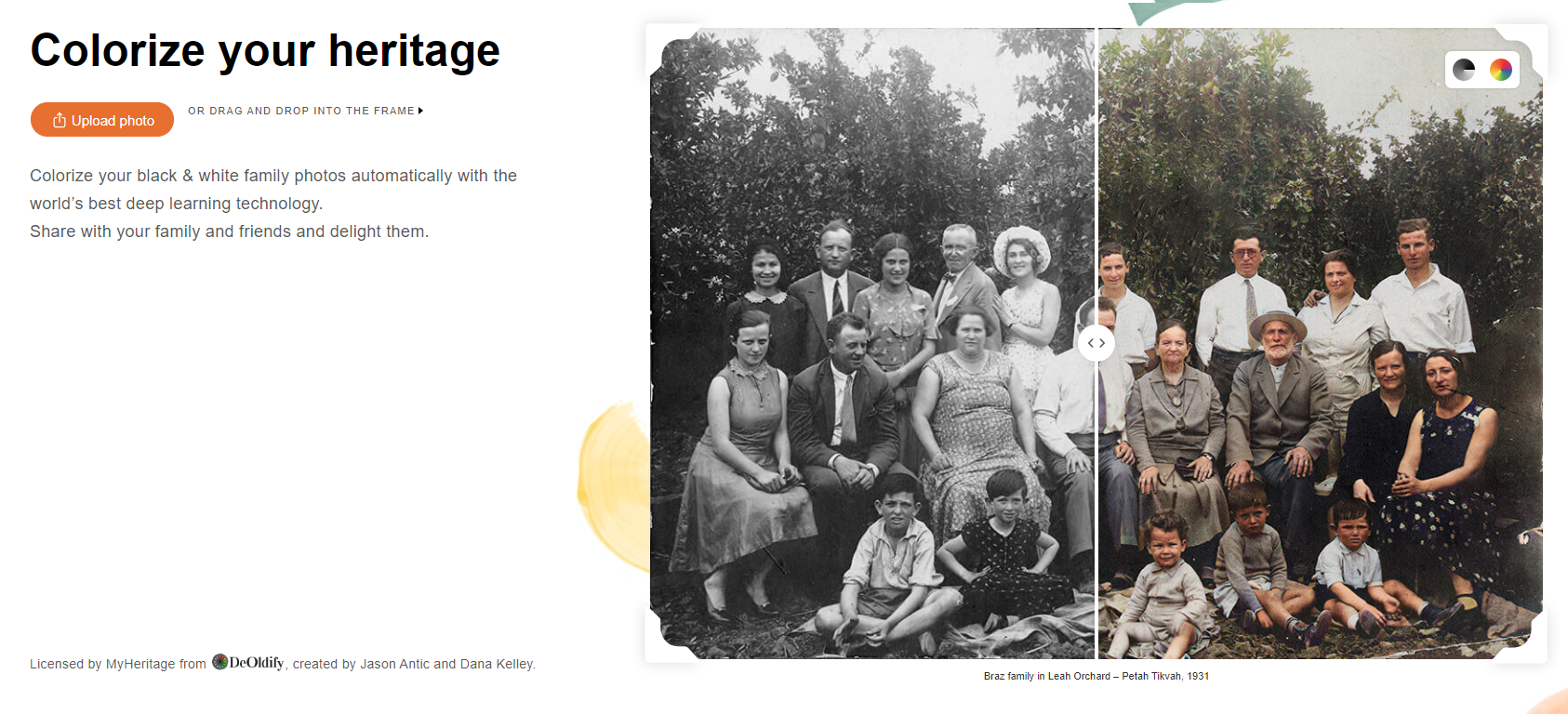Hovedside for MyHeritage In Color™