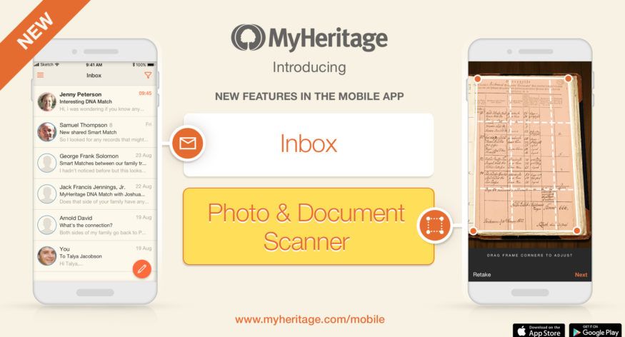 Nye funksjoner på MyHeritages mobilapplikasjon: Innboks og skanner – andre del